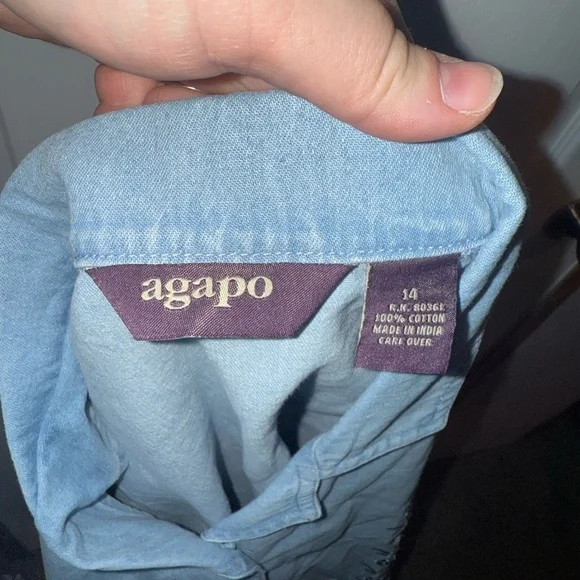 Agapo vintage inspired Embroidered Denim Short Sleeve Top - Picture 3 of 3